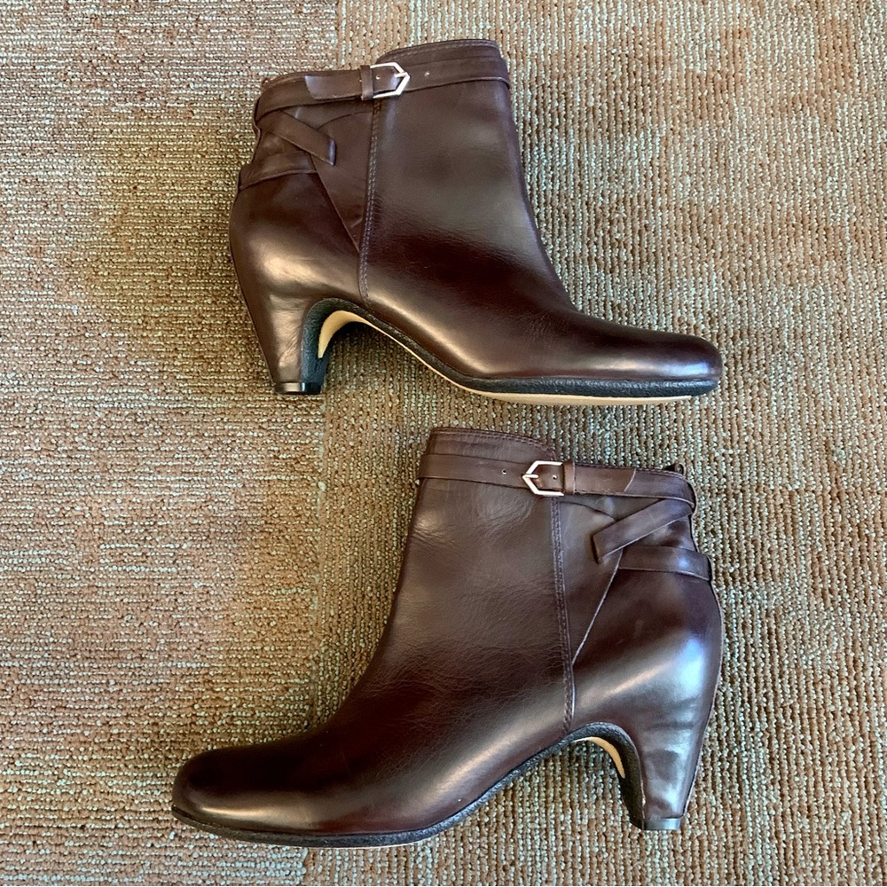 Sam Edelman Espresso Bean Brown Leather Maddox Side Zip Ankle Boots, size 9.5 - Picture 5 of 11